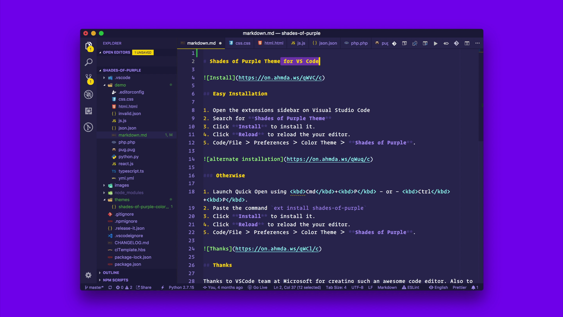 Отображение html кода. Темы для Visual Studio. Visual Studio code фиолетовый. Темы для Visual Studio code. Редактор кода.